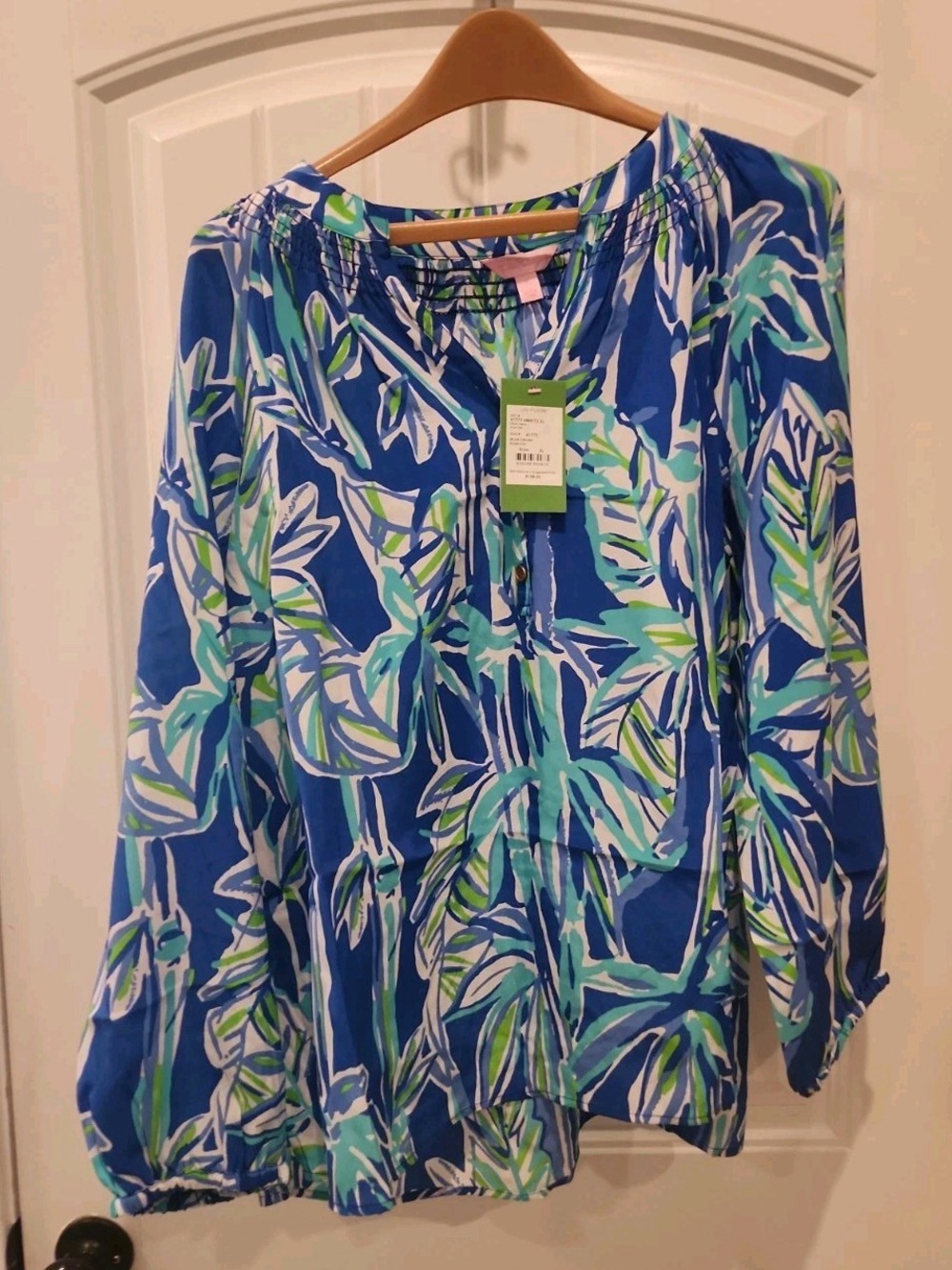 Lilly Pulitzer Elsa Blouse Blue Crush Bamboom Vacation Resort
